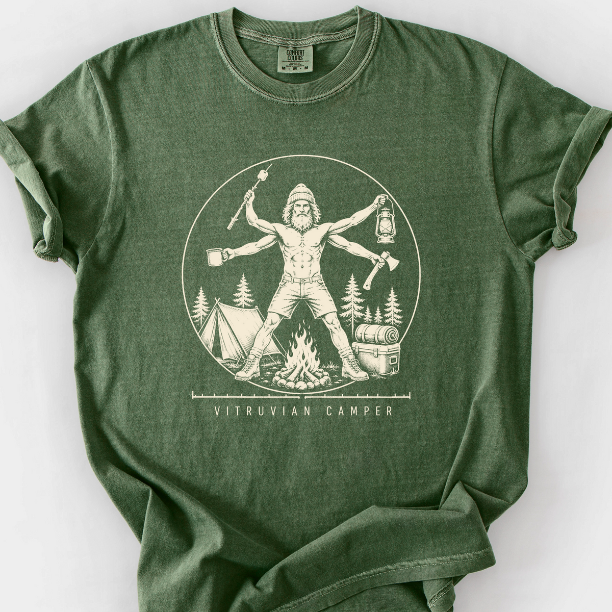 Vitruvian Camper T-Shirt — Moss