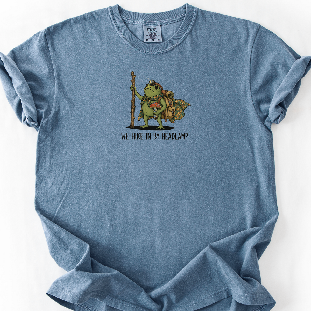 We Hike In By Headlamp T-Shirt — Blue Jean
