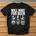 Will Hike For Beer T-Shirt — Black