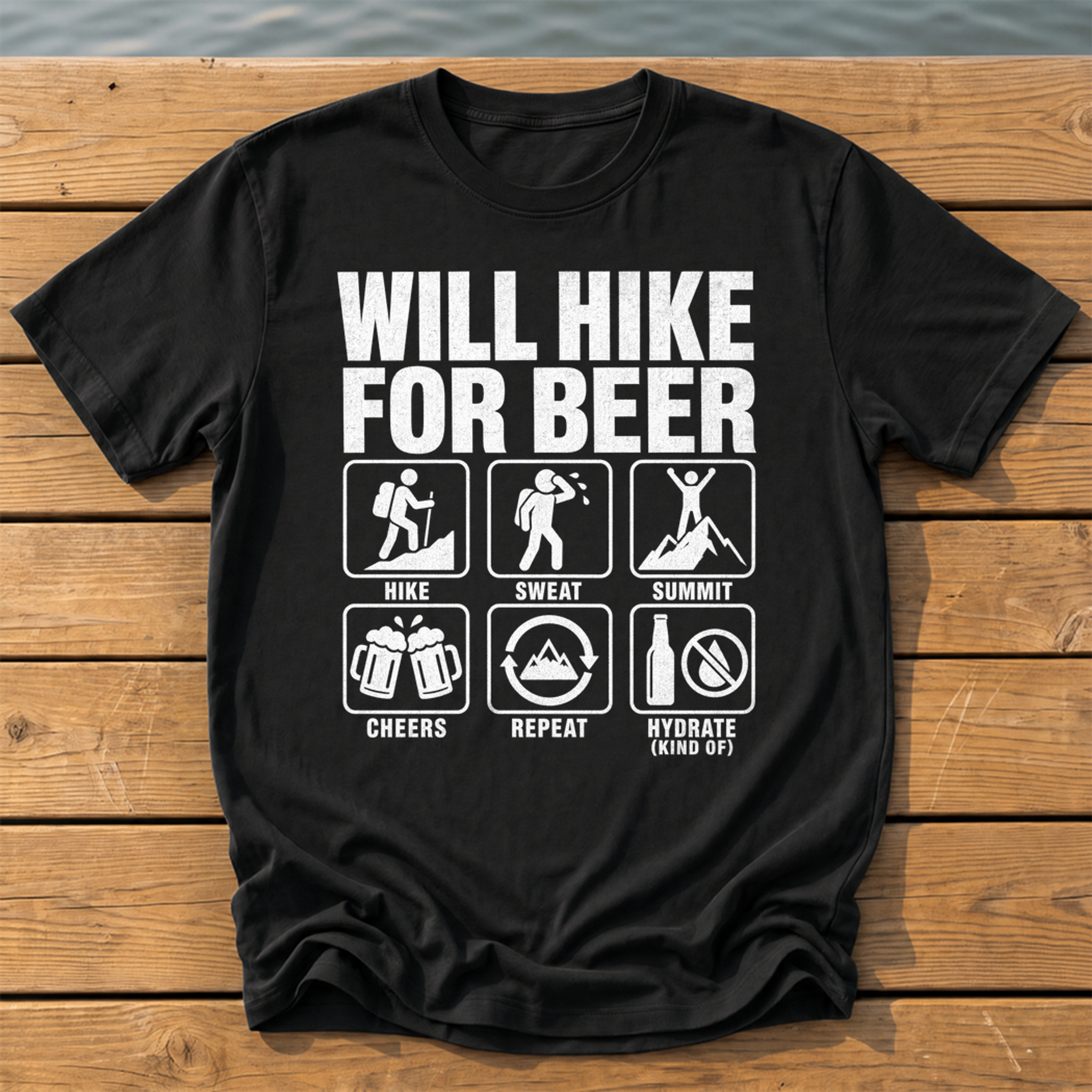 Will Hike For Beer T-Shirt — Black
