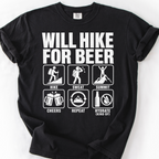 Will Hike For Beer T-Shirt — Black