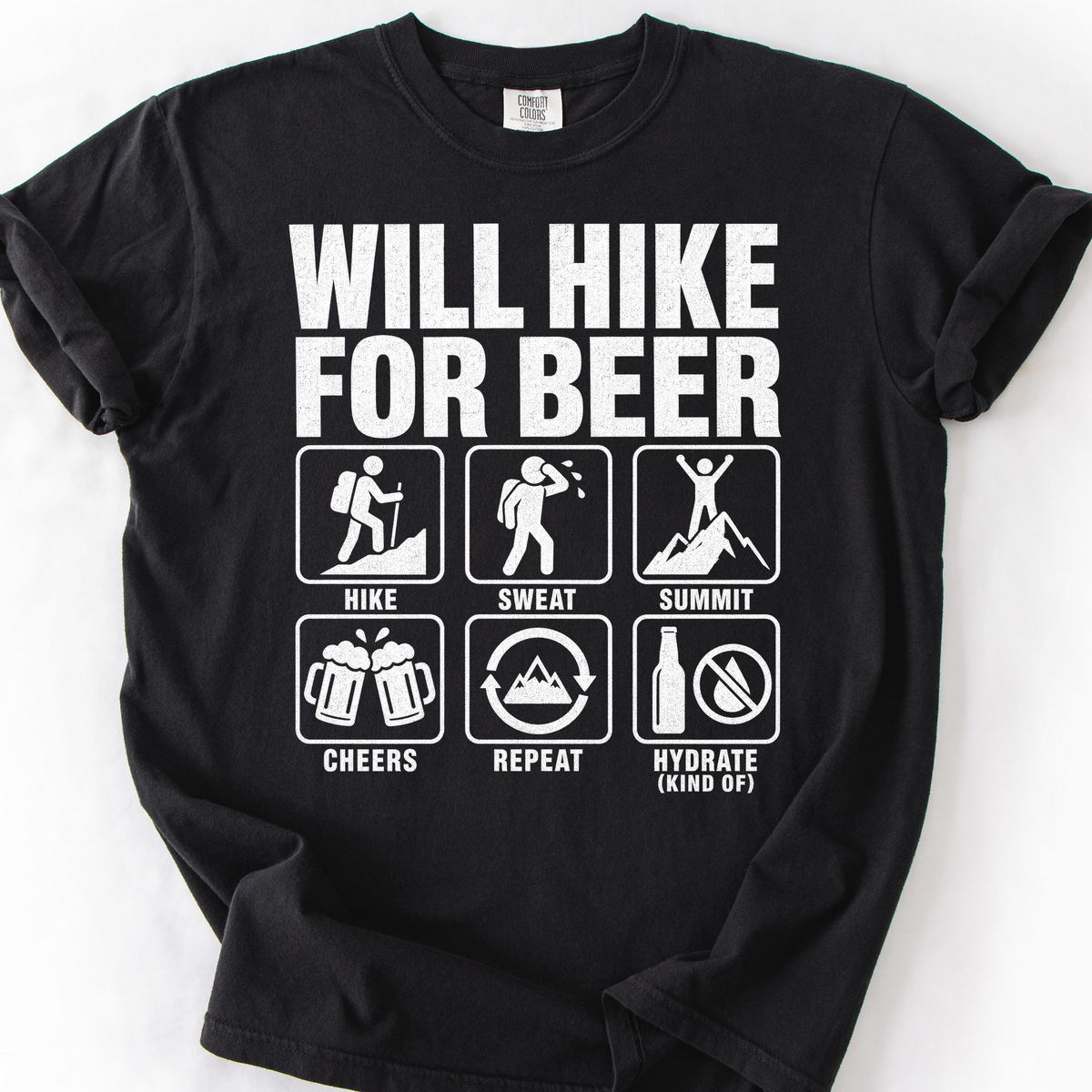 Will Hike For Beer T-Shirt — Black