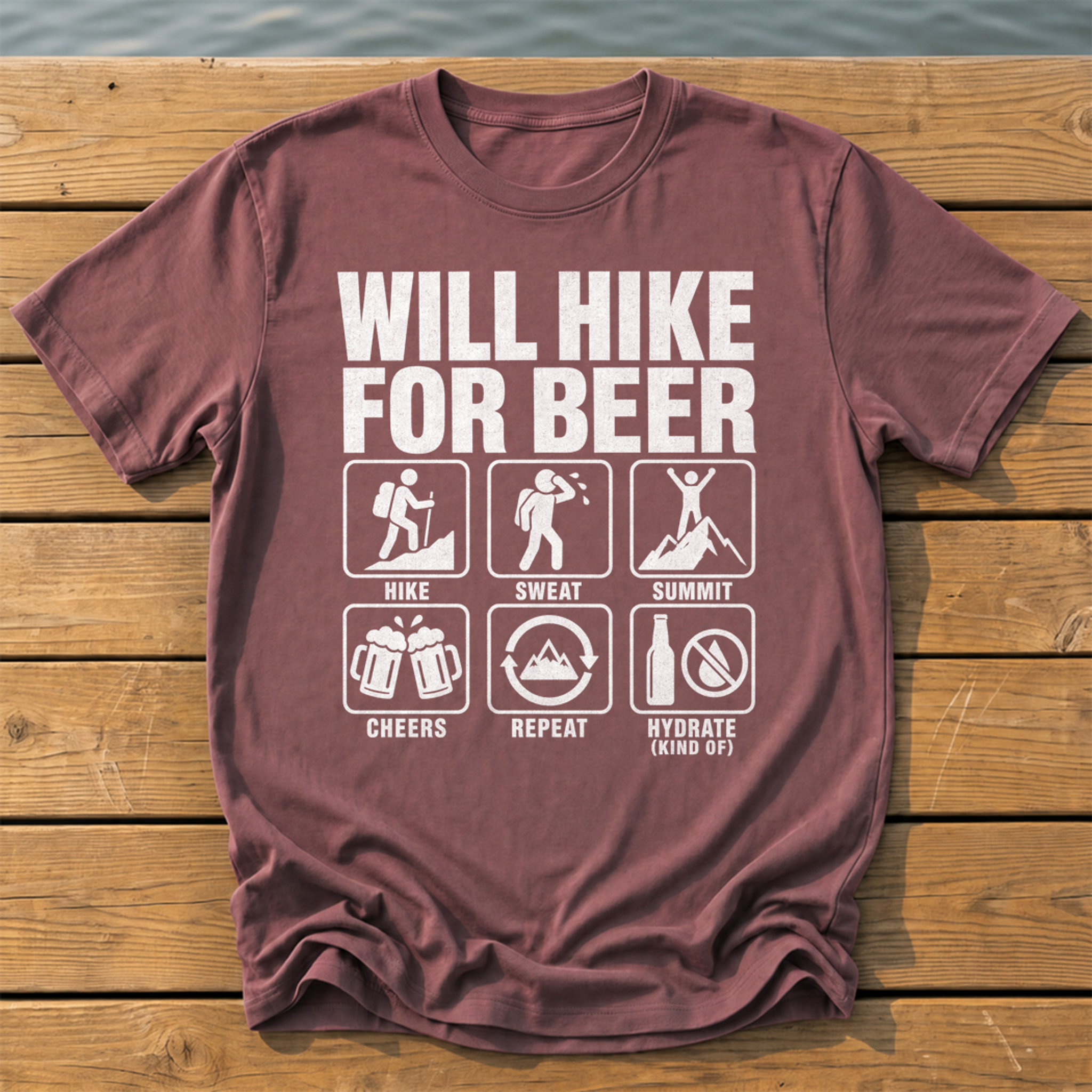 Will Hike For Beer T-Shirt — Brick