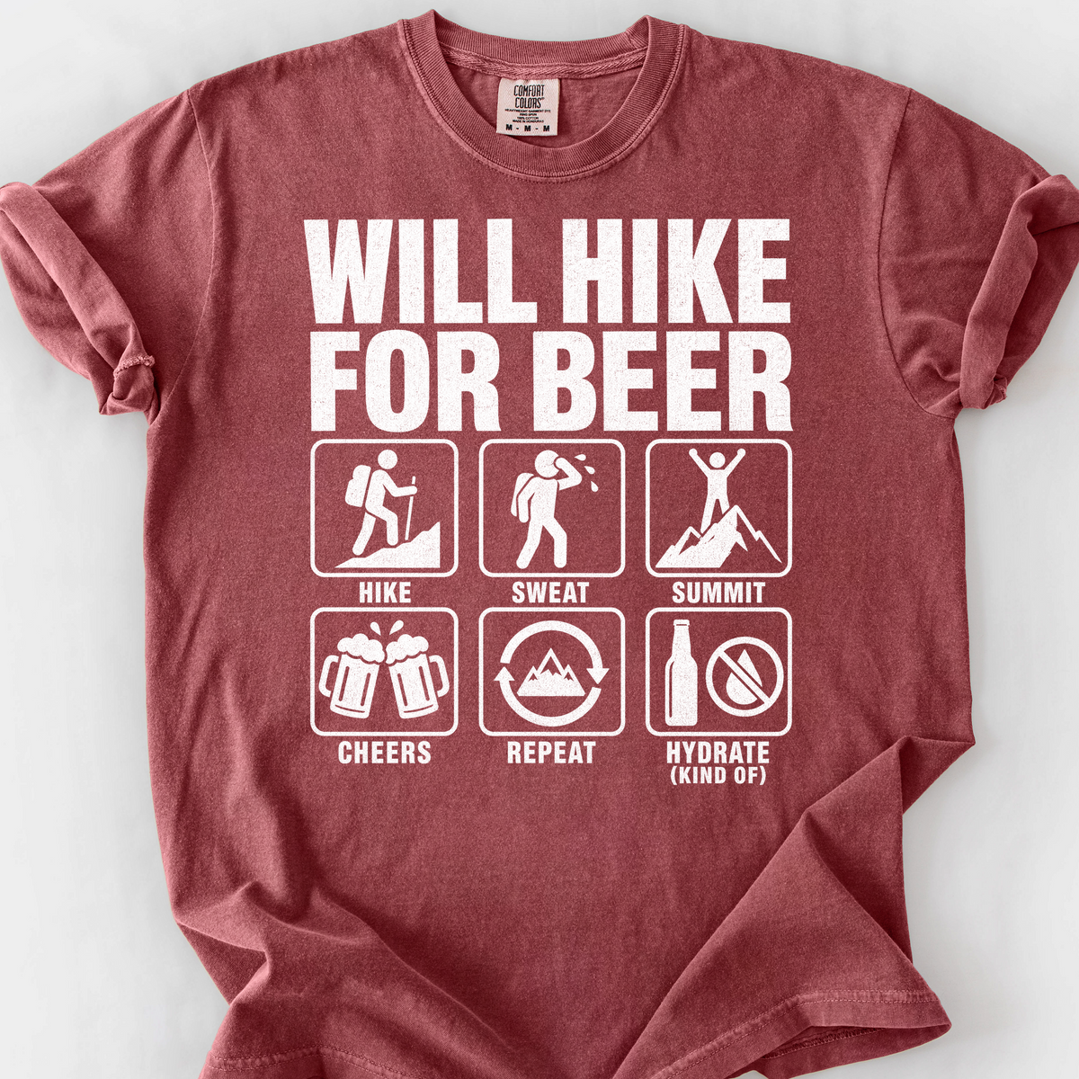 Will Hike For Beer T-Shirt — Brick