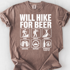 Will Hike For Beer T-Shirt — Espresso