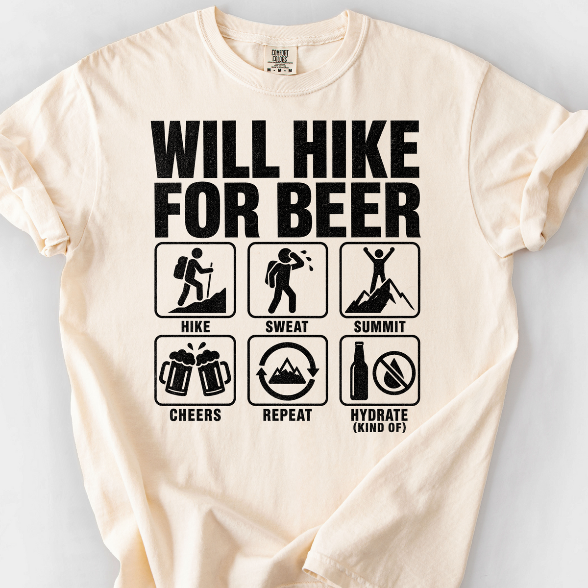 Will Hike For Beer T-Shirt — Ivory