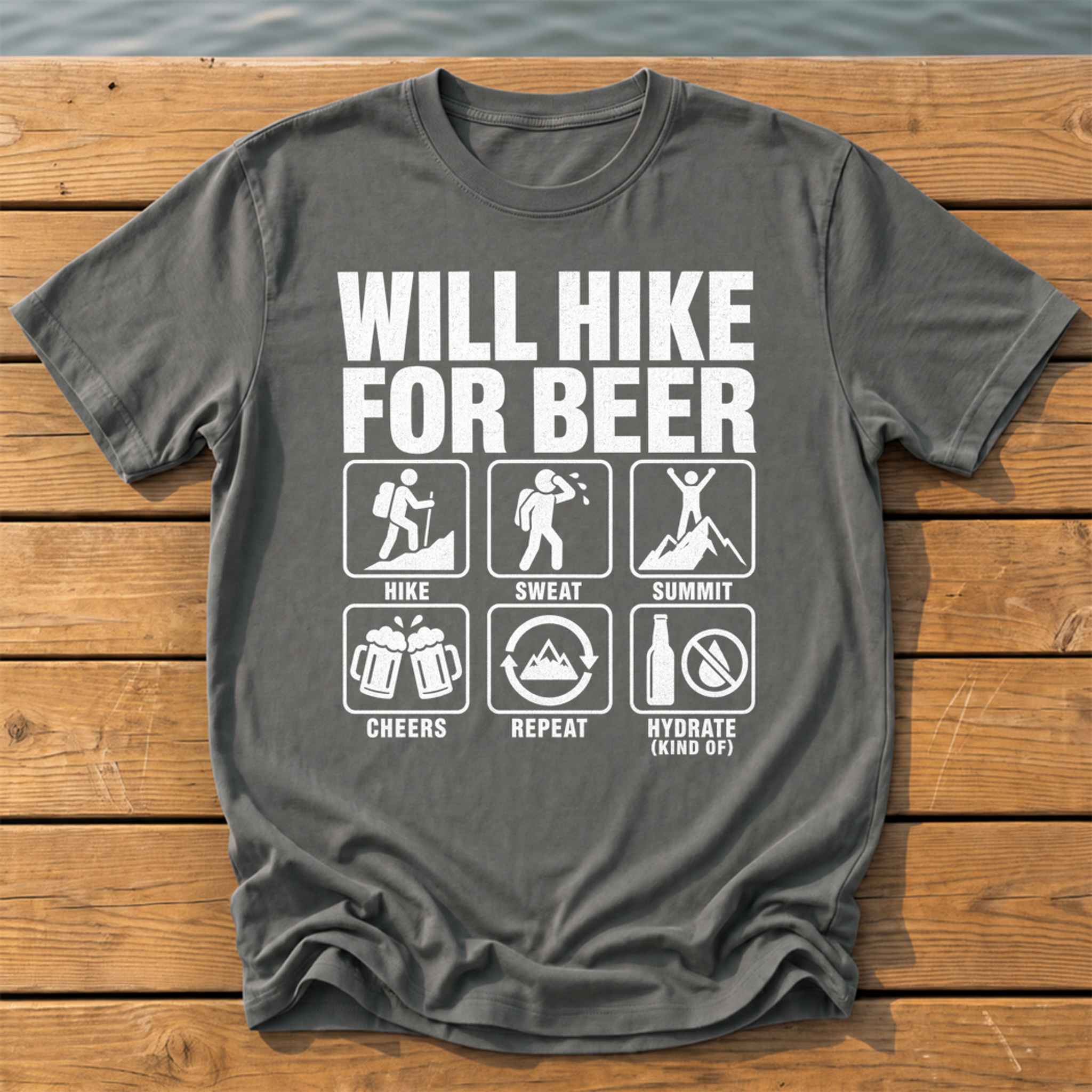 Will Hike For Beer T-Shirt — Pepper