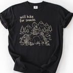 Will Hike For Snacks T-Shirt — Black