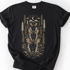 Woodcut Meese River Crossing T-Shirt — Black