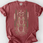 Woodcut Meese River Crossing T-Shirt — Brick