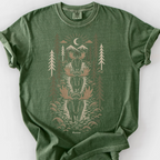 Woodcut Meese River Crossing T-Shirt — Moss