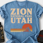 Zion National Park Retro Sunset T-Shirt — Blue Jean