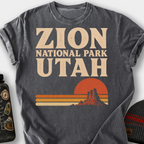 Zion National Park Retro Sunset T-Shirt — Pepper